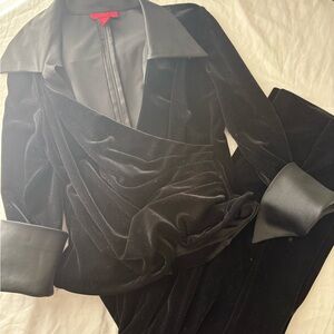 JS Collections Black Velvet Blouse and pants
